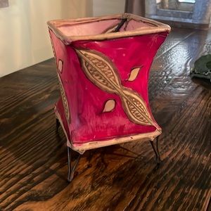 Unique Painted Leather Candleholder